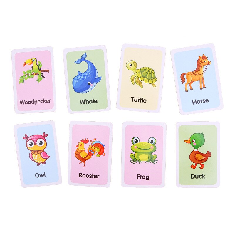 Baby Learning Card Kids Recognition Animal Coloe Shape Card Fun English Word Educational Toy Game Puzzle