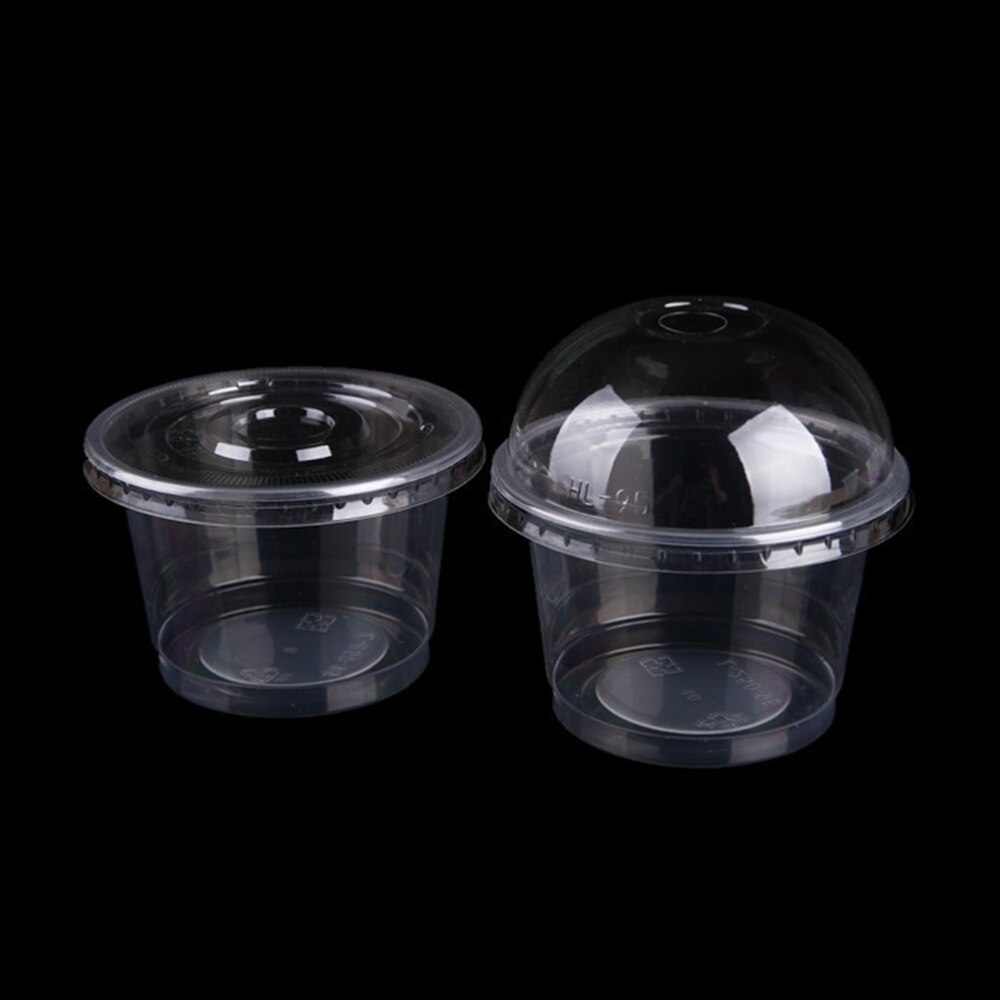 25pcs 250ml Disposable Salad Cup Transparent Dessert Bowl Container with Lid for Bar Cafe Home (Dome Lid with Hole)