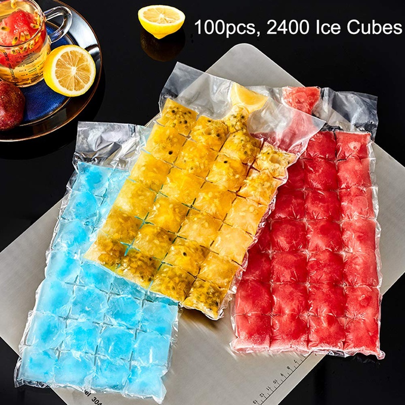 100Pcs 2400 Ice Cubes Disposable Ice-Making Bags Ice Cube Tray Mold Ice Mould Summer DIY Drinking Tool Cooler Bags