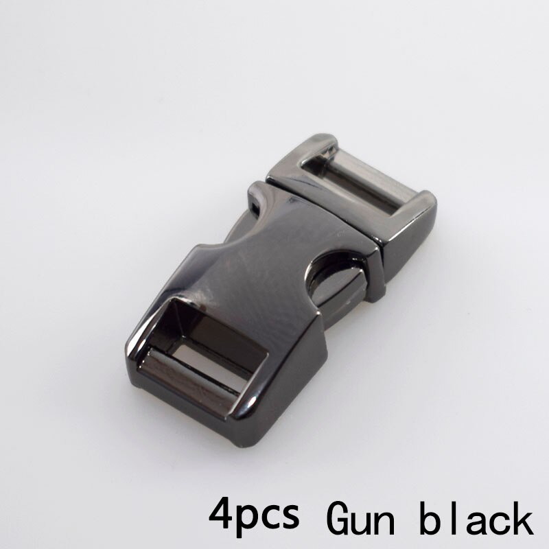 Meetee 2/4pcs 10-38mm Metal Side Release Curved Buckles for Paracord Bracelet Dog Collar Bags Belt Webbing Buckle Accessories: 4pcs 10mm gun black
