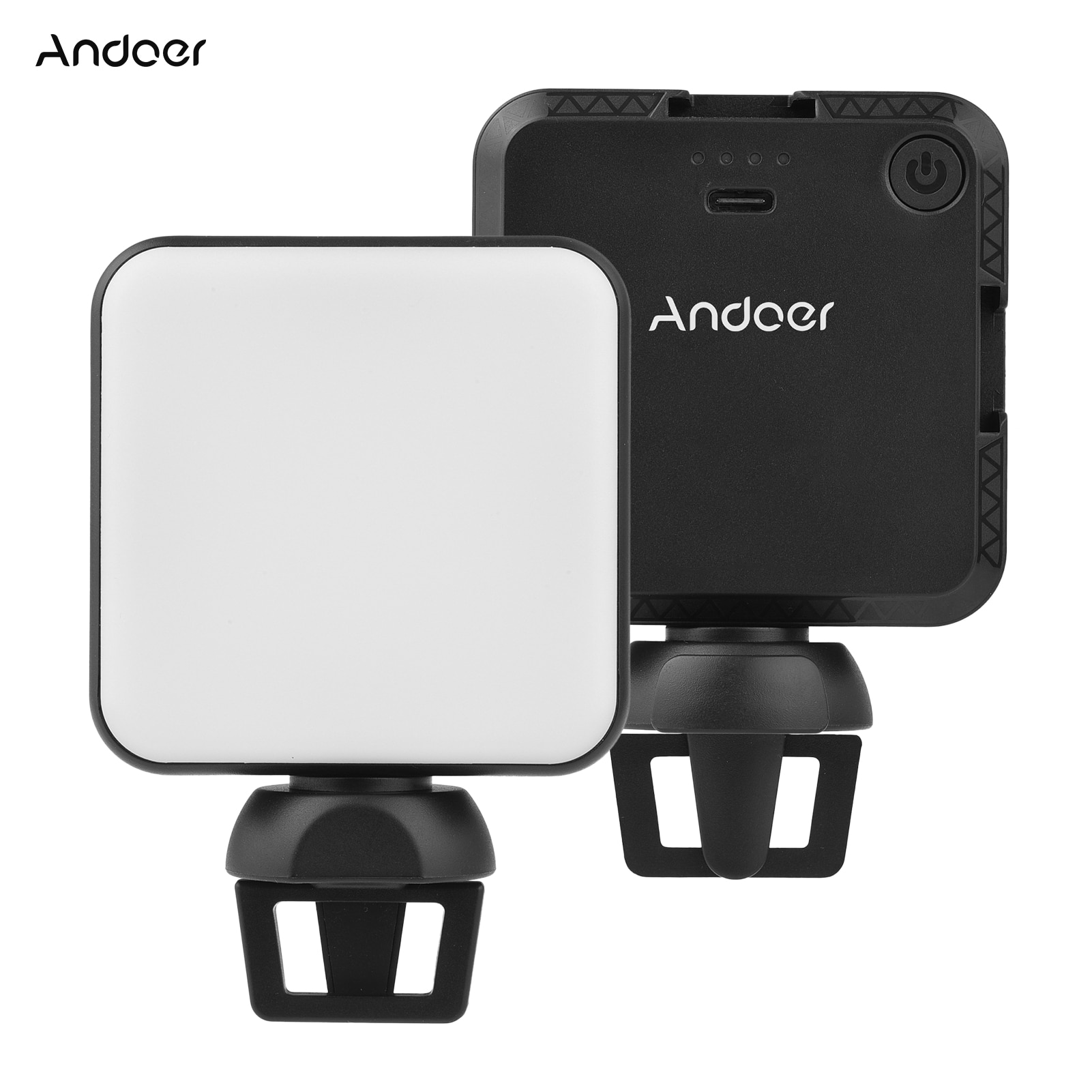 Andoer W36 Mini LED Video Light - 5600K Daylight - Adjustable Brightness - 3 Cold Shoe Mounts