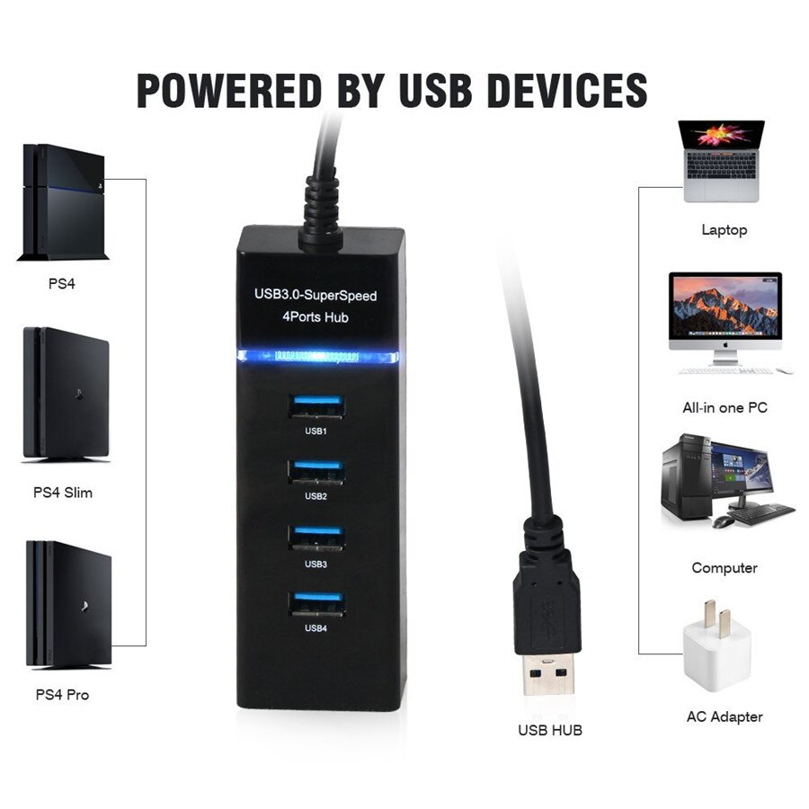 Für PS4/PS4 Dünne/PS4 Pro/Computer Laptop PC High Speed 3,0 Daten USB HUB Kabel Adapter