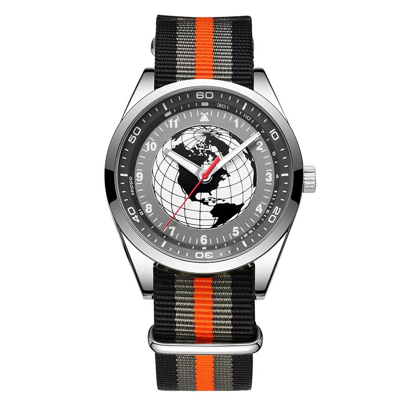 Addiesdive zegarek indywidualny modny styl Retro Pilot nylonowy pasek mineralny lustro stop 40mm Dial kwarcowy zegarek dla mężczyzn: silver type 4