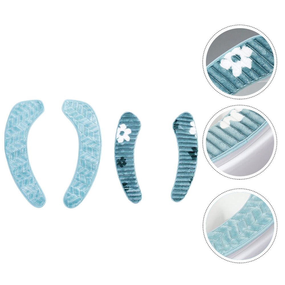 2 Pairs Zachte Toiletbril Pad Wc Ringen Glad Wc Cover (Blauw Maat S + L)