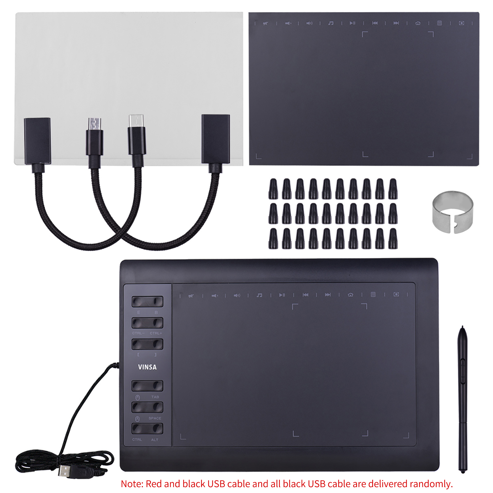 10 Inch Tableta Grafica Graphic Tablet Drawing Tablet 12 Express-Keys With 8192 Levels Battery-Free Stylus Holder: Set 3