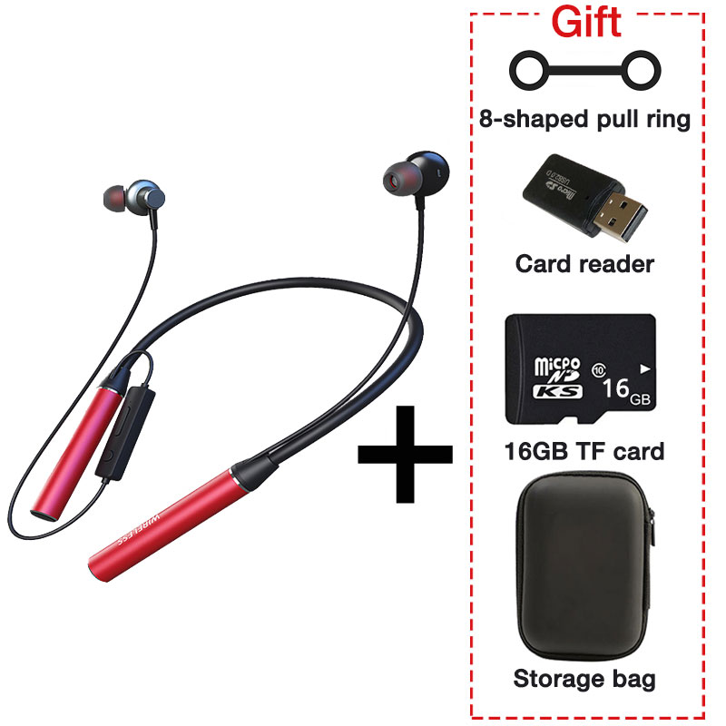 EARDECO 180-uurs uithoudingsvermogen Bluetooth-hoofdtelefoon Bass Draadloze hoofdtelefoon met microfoon Stereo nekband Koptelefoon Sportheadset TF-kaart: GRIJS