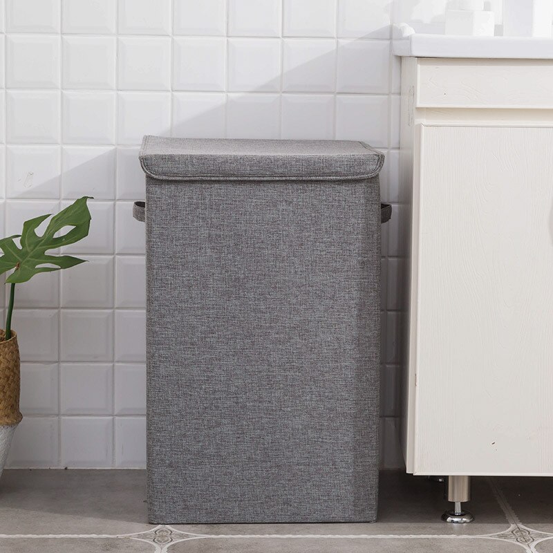 Cotton Laundry Basket with Cover Bathroom Laundry Basket Storage Basket Home Collapsible Waterproof Laundry Hamp