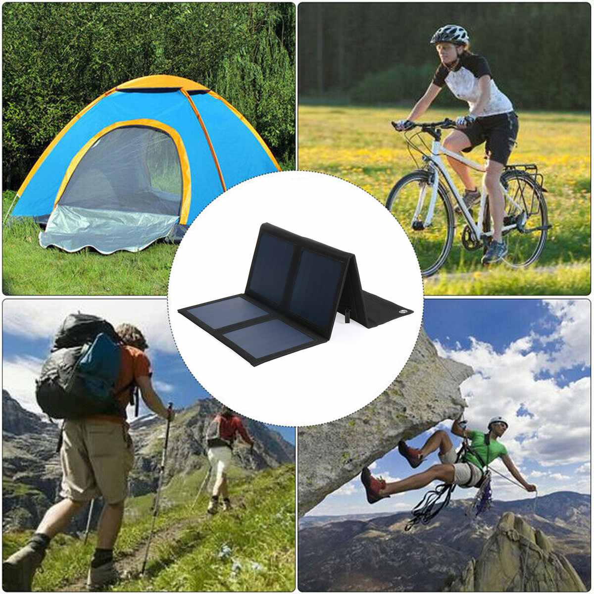 Foldable Solar Panel 18V 80W Outdoor Portable Solar Panel Kit High Efficiency Flexible Solar Panel Usb Hiking Backpack 58*30cm