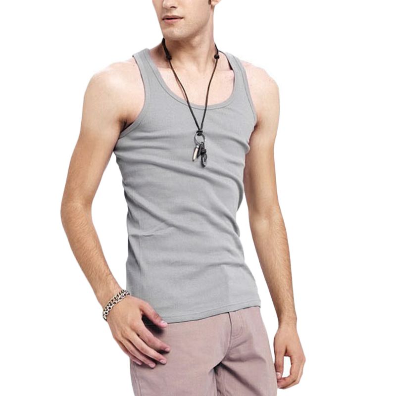 Summer Mens Sleeveless Blouse Stringer Tank Top Cusual Sports Vests Shirts: Gray / XXXL