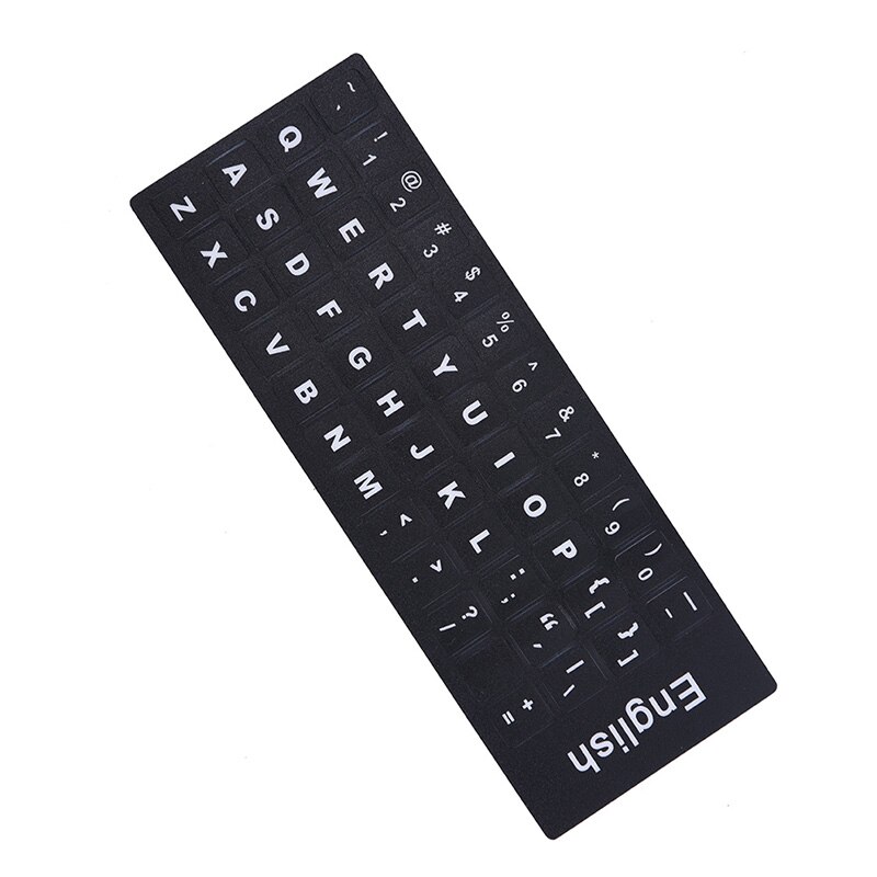 Universal English Keyboard Replacement Stickers Skin White On Black Suitable For Any PC Keyboard Or Laptop: P1