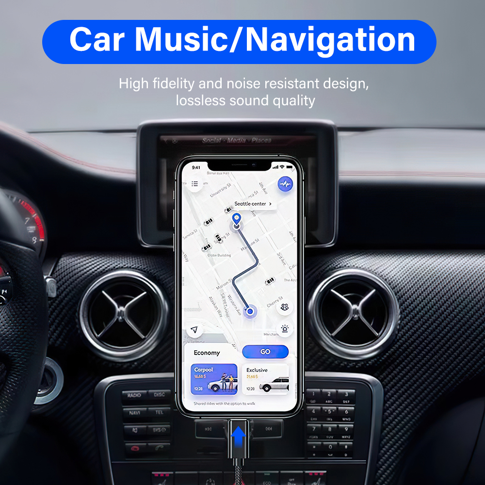 Vergulde AUX-kabel voor iPhone 14 13 12 11 Pro Max X 8 Verlichting naar 3,5 mm Jack Hoofdtelefoon Auto Muziek Adapter Audio-snoer TRS TRRS