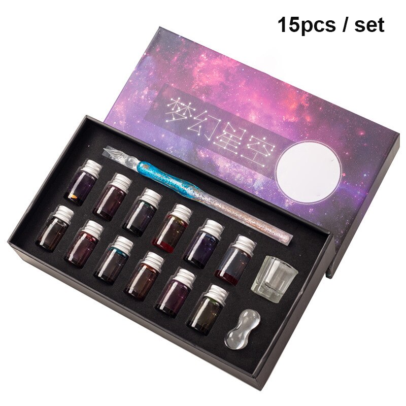 Innovative Handmade Crystal Glass Dip Pen Calligraphy Fountain Set Ink J99Store: 10