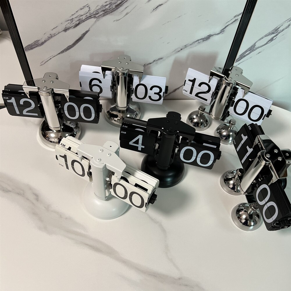 Digital Clock Home Decor Flip Digital Clock Small Scale Retro Table Clock Metal Flip Internal Gear Operated Quartz Despertador