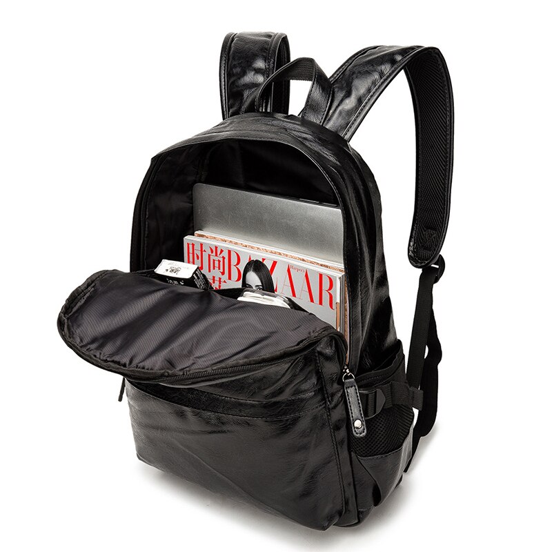 Mochila Vintage de cuero sintético suave para hombre, bolso de hombro antirrobo con doble cremallera, de gran capacidad, informal, para viaje