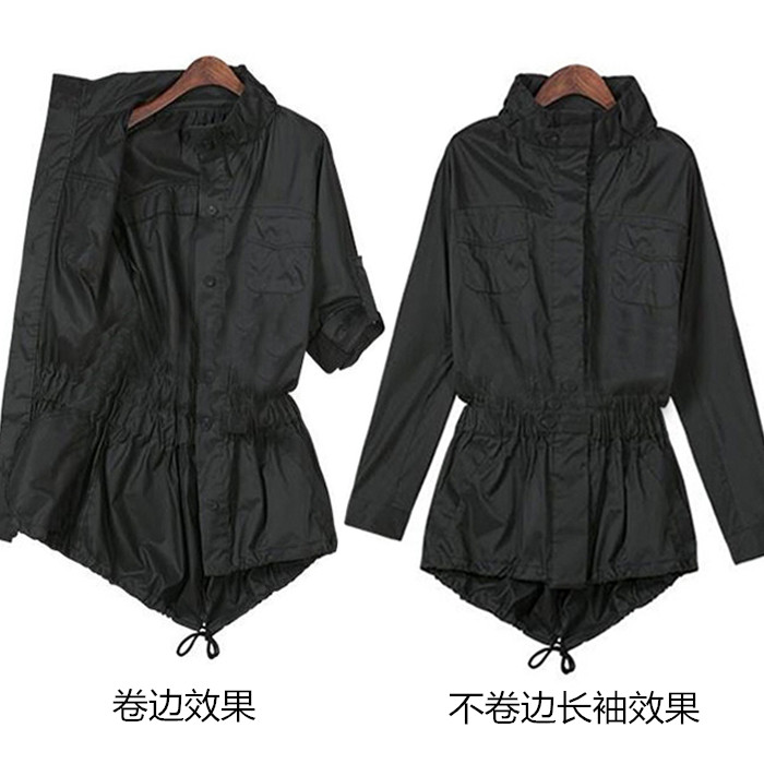 Forår efterår trenchcoat kvinder tynde windbreakers plus size rullekrave sort streetwear overtøj