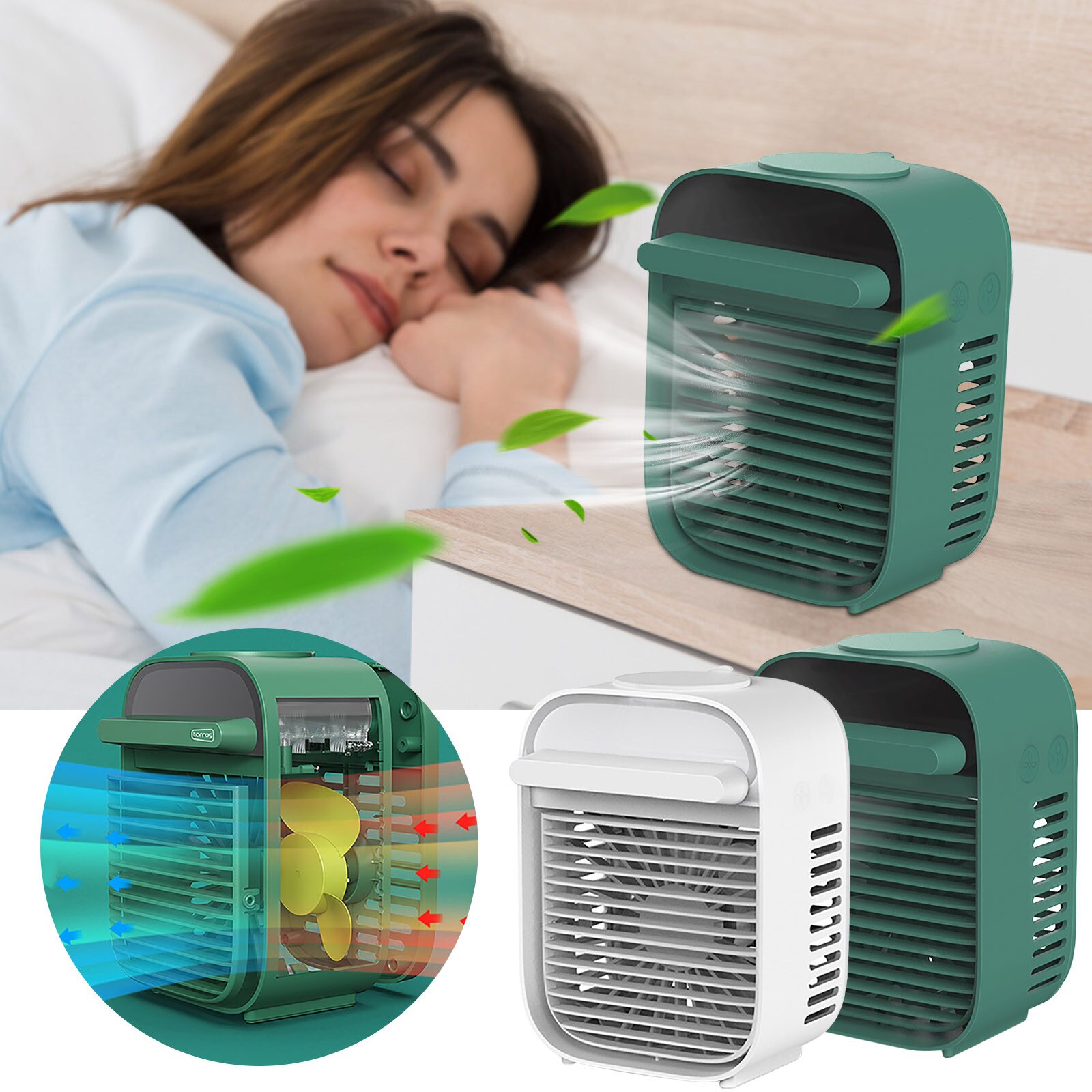 Small Fan Usb Small Student Portable Electric Fan Mini Air Conditioning Smart Home Usb Low Noise Office Fan Quiet Sleep