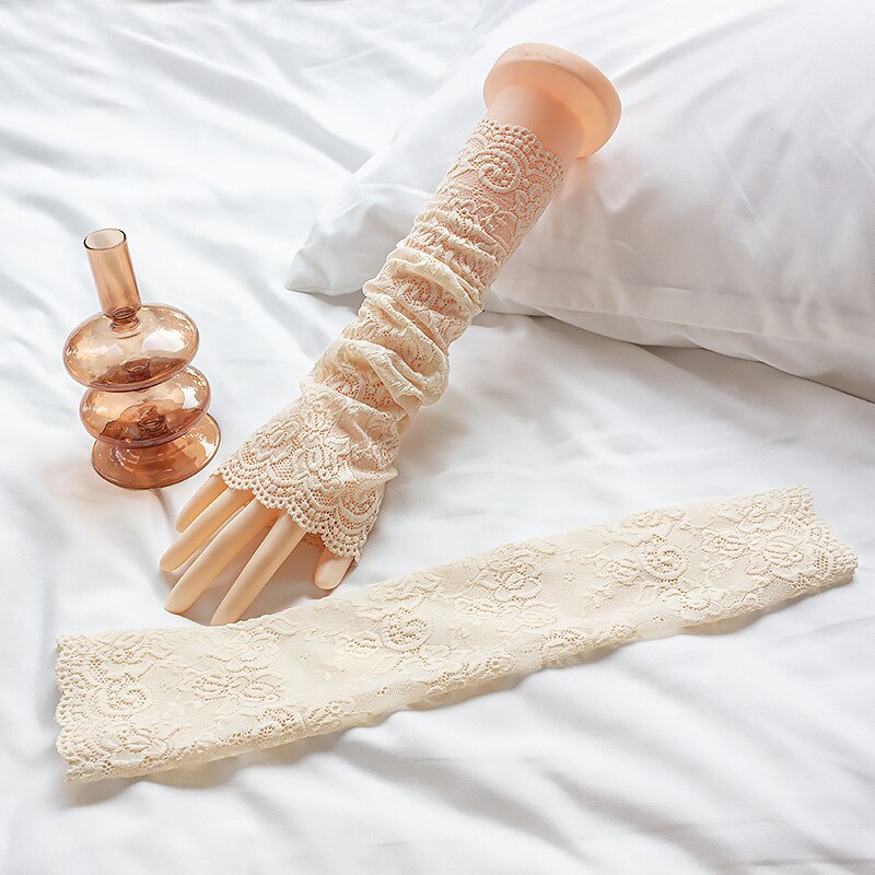 Darmowe letnie koronkowe rękawiczki przeciwsłoneczne rękawiczki damskie ochrona przeciwsłoneczna naramiennik moda oddychający rękaw koronkowy naramiennik dekoracyjny: nagi