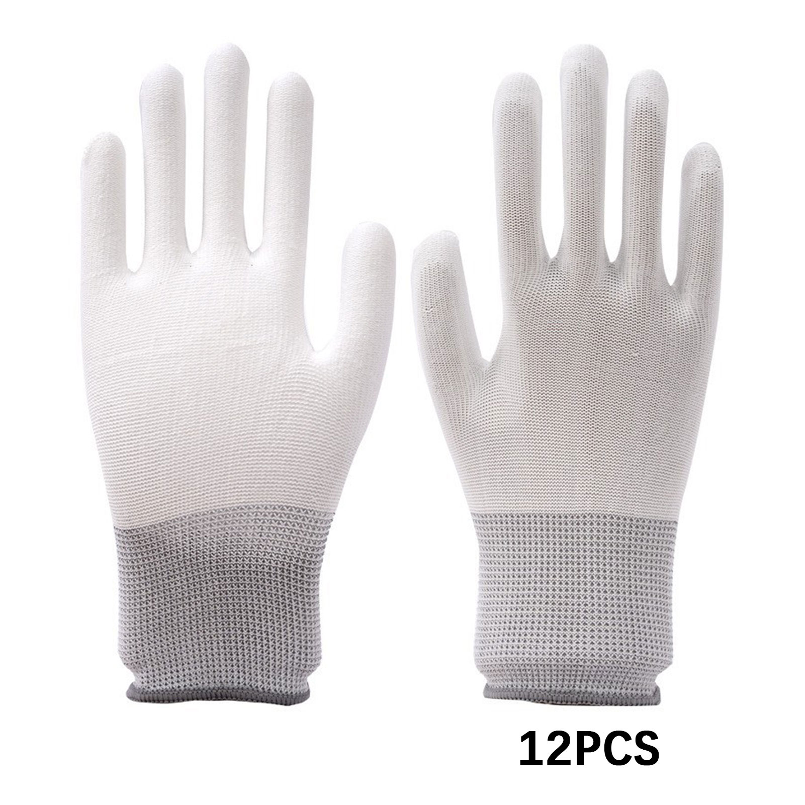 12 par antistatiska handskar nylon esd arbetshandskar pu-belagda handflata-/fingrar bärbara slitstarka isolerade handskar: Kaffe