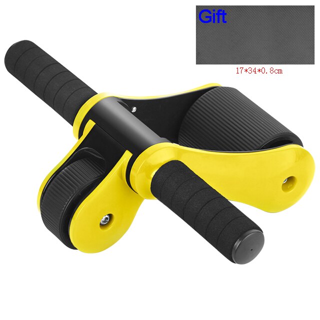 Detachable Fold ABS Double Wheels Ab Rollers Home Mute Women Slim Fitness Gym Coaster Belly Muscle Exercise Strength Training: YELLOW