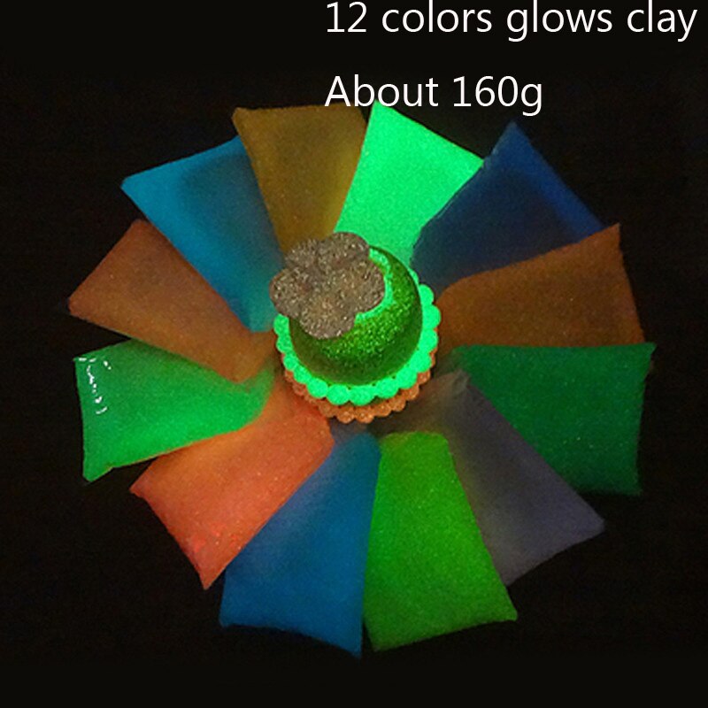 Plastilina 36 colori aria secca luce playpasta argilla polimerica bambini educazione precoce giocattoli fai da te melma colorate fango gioca pasta giochi regalo: 12 colori glows clay