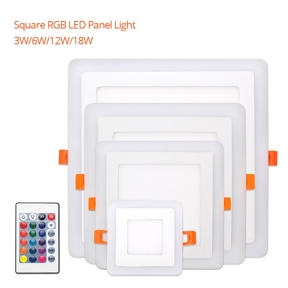 Led panel 220v 3w 6w 12w 18w overflate led panel lys firkantet form med 3 modus rgb led panel lys 110v for tak lys rgb