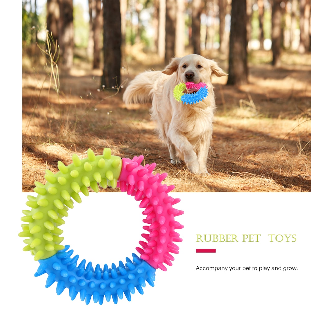 Honden Rubber Bijten Tanden Speelgoed 1Pcs Thuis Funny Pet Slip Beet Molaire Rubberen Ring Met Doorn Bone Hond outdoor Spelen Speelgoed