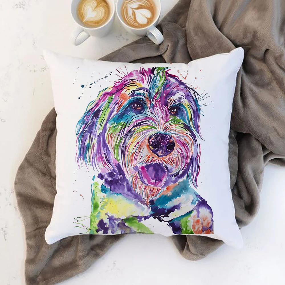 Housse de coussin colorée pour chien, bouledogue, coussin de jardin, lit de maison, chaise carrée: 470*740mm / Rose