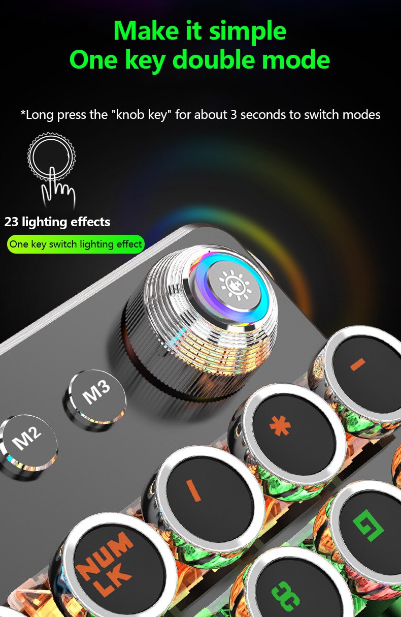 K820 retro punk plated knob light wired keyboard computer game green axis mechanical keyboard