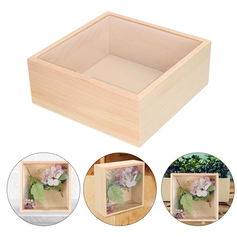 Caja de almacenamiento de madera con de ventana, caja de madera para guardar jabón, flor, , 1 unidad