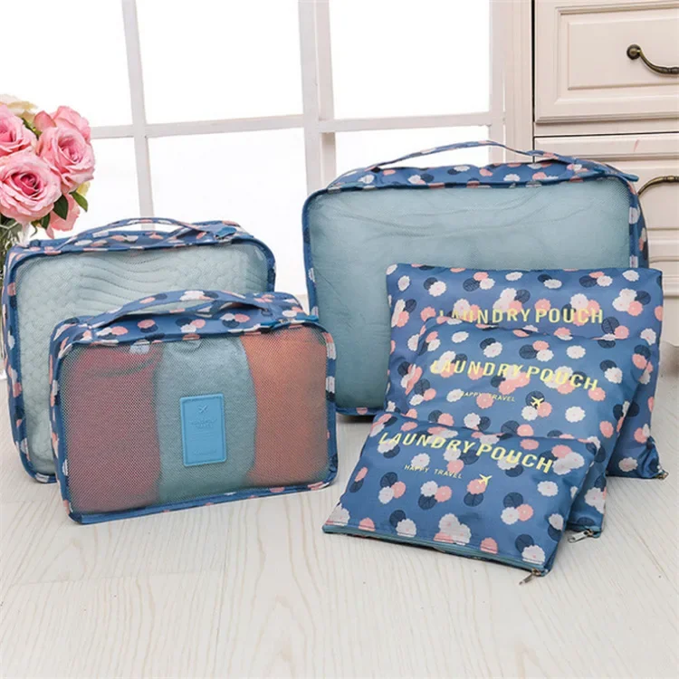 6 PCS Travel Storage Bag Set for Clothes Tidy Organizer Wardrobe Suitcase Pouch Travel Organizer Bag Case Shoes Packing Cube Bag: MULTI