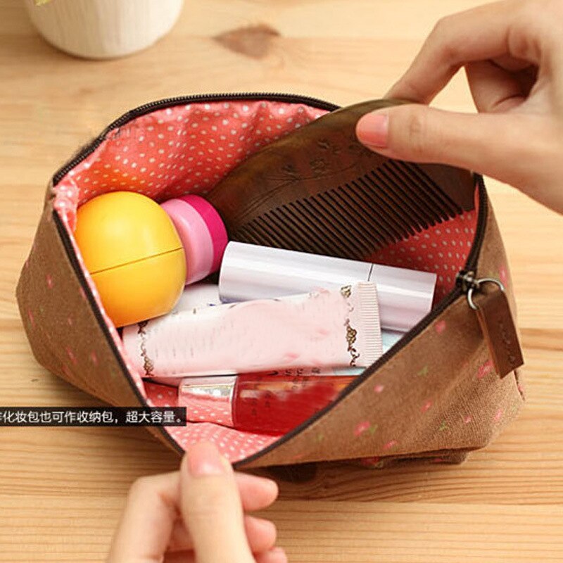 eTya Portable Flowers Travel Cosmetic Bag Pencil Makeup Case Pouch Women Toiletry Wash Organizer Bag Female Samll Coin Bags