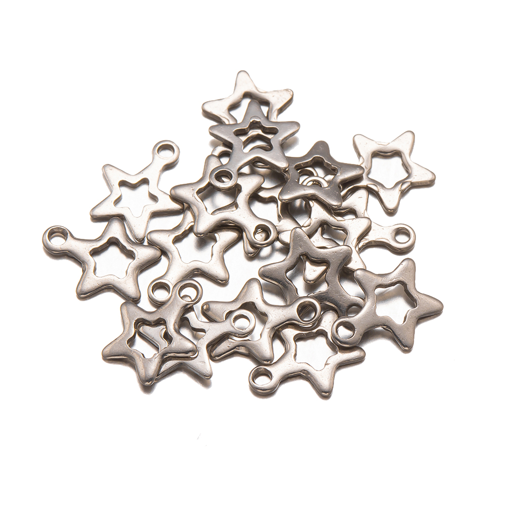 Dijes de estrella de acero inoxidable para pulseras hechas a mano DIY, pendientes, materiales de fabricación de joyas, suministros, piezas decorativas, 20 unidades por lote: YELLOW