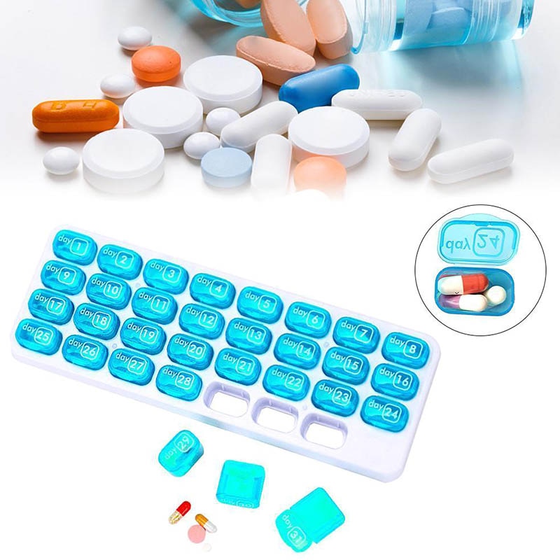 31-Day Pill Storage Organizer Monthly Medication Dispenser Case for Travelling B99