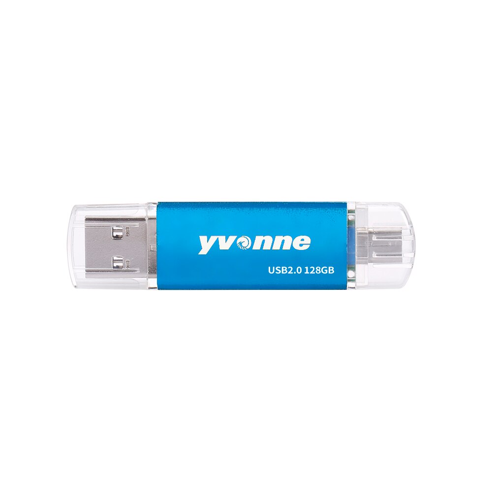 yvonne YT601-2 USB flash drive USB2.0 U Disk OTG Double Ports Multifunctional usb stick USB Flash Memory Stick for Phone /Laptop: Blue 128GB