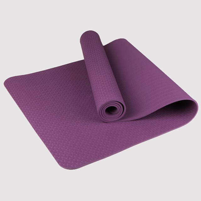 1830*610*6Mm Yoga Mat Tpe Antislip Gymnastiek Mat Pilates Workout Mat Voor Yoga Fitness Gym thuis Yogamat Met Strip Zak: Purple