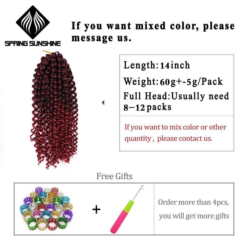 Extensiones de pelo sintético Marley, trenzas trenzadas de ganchillo estilo bohemio, de 14 pulgadas, rizado Afro, para mujer