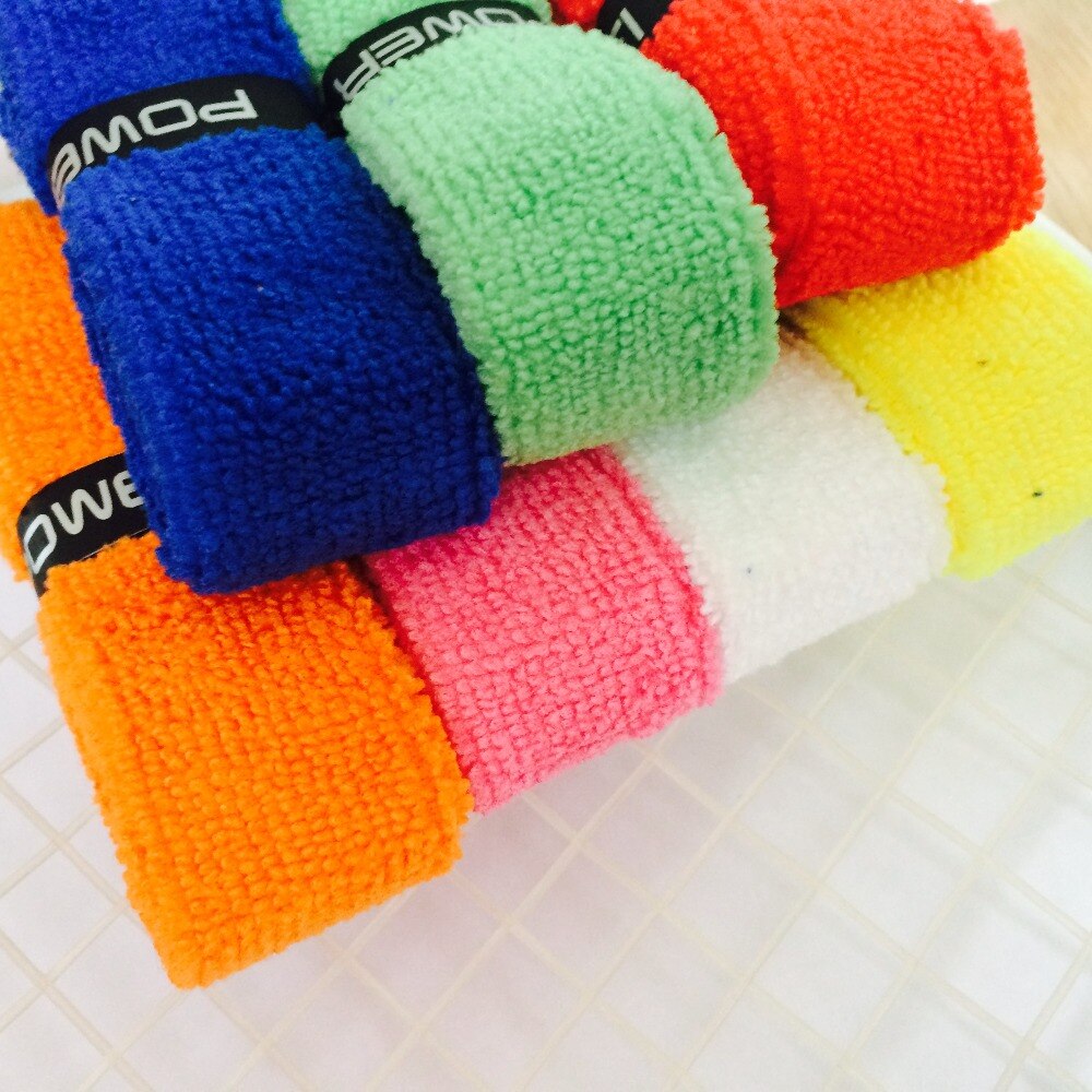 Cotton terry Specal offerPOWERTI 8pcs/lot Cotton Towel SweatBrand Badminton Racket Overgrips Dry Grip Tape for Badminton Racquet