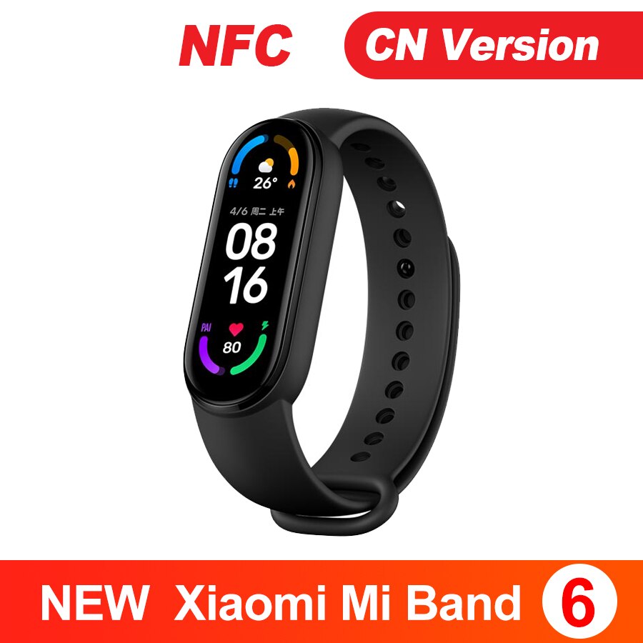 Globalna wersja Xiaomi Mi Band 6 Smart Bracelet5 kolor 1.56 &quot;ekran AMOLED Fitness tętno wodoodporny wielojęzyczny Miband 6: NFC Version