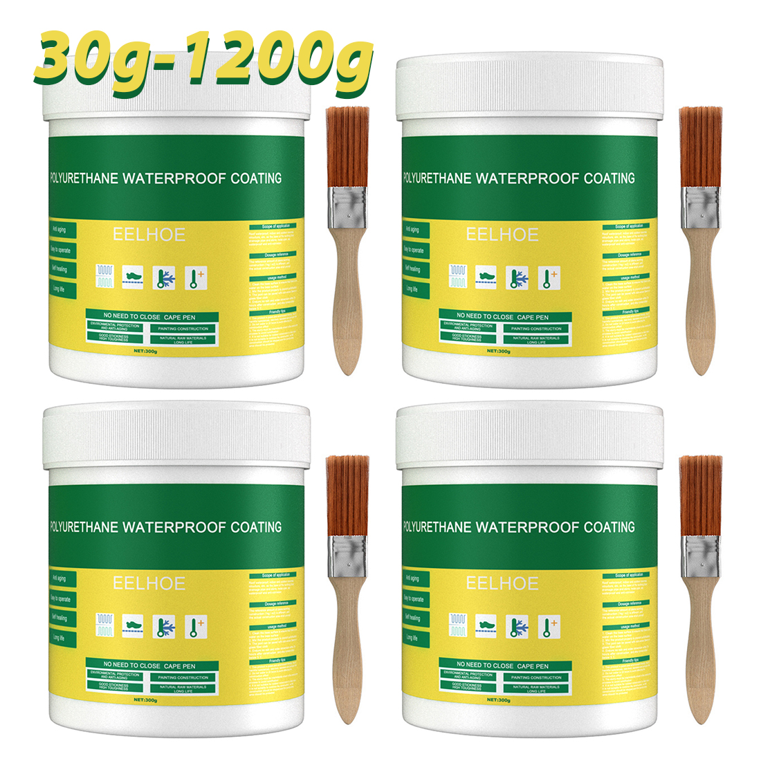 30g-1200g vandtæt belægning fugemasse gennemsigtig usynlig pasta lim med pensel restaureringsklæbemiddel reparation tag badeværelse