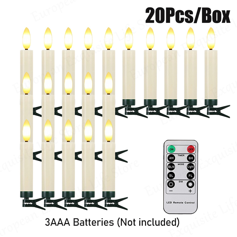 Lumières LED pour sapin de Noël, cône sans flamme, scintillant avec minuterie à distance, intensité variable, Noël, mariage, ci-après, 10 pièces, 20 pièces, 30 pièces: Blanc froid