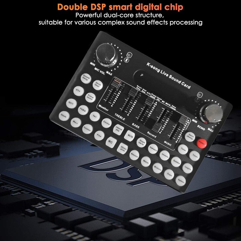oben Angebote Audio- Rührgerät,Bluetooth Dj Rührgerät Bord, Stimme Wechsler Externe Live Soundkarte mit 18 Klang Effekte für Computer iPhone