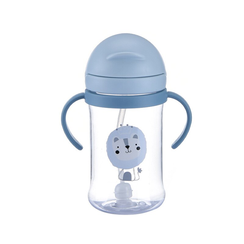 250/350ml babymatande halmkopp barn lär sig mata dricka tritan vattenflaskor barn träningskopp med gravitationsboll: 350ml blå