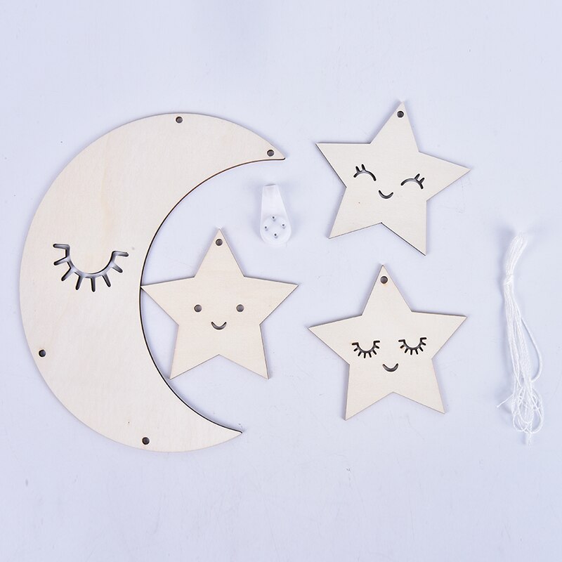 Wall Hanging Star Moon Room Decor Wall Hanging Baby Room Wooden Cloud For Babies Boy Girl Room Decoration: A