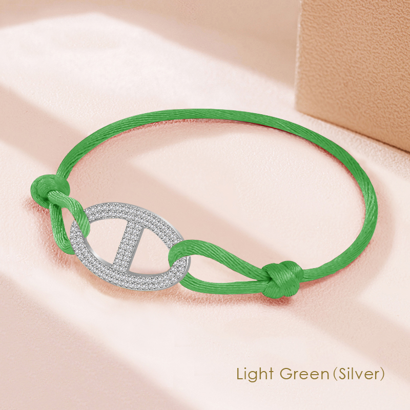 Maanlicht Mode Klassiek Varken Neus Zijden Touw Bedelarmband Voor Vrouwen Zirkoon Verstelbare Armband Vrouwelijke Sieraden 14 Kleuren