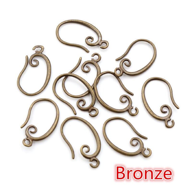 10Pcs 19X11Mm Klassieke 8 Kleuren Plated Messing Franse Earring Haken Draad Instellingen Base Instellingen hele: Bronze
