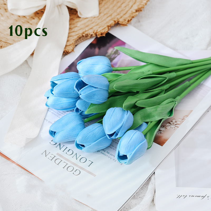 10 stk kunstig tulipanbukett hjem hagedekorasjon bukett bryllup brudebukett festlig fest håndverk vase plantedekorasjoner: måke