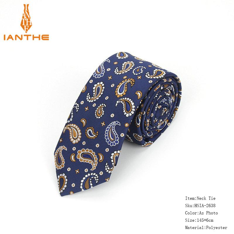 Herre slips smalle slips 6cm klassiske paisley slips til mænd formel business bryllup jakkesæt halstøj jacquard vævede slips: Ia2638