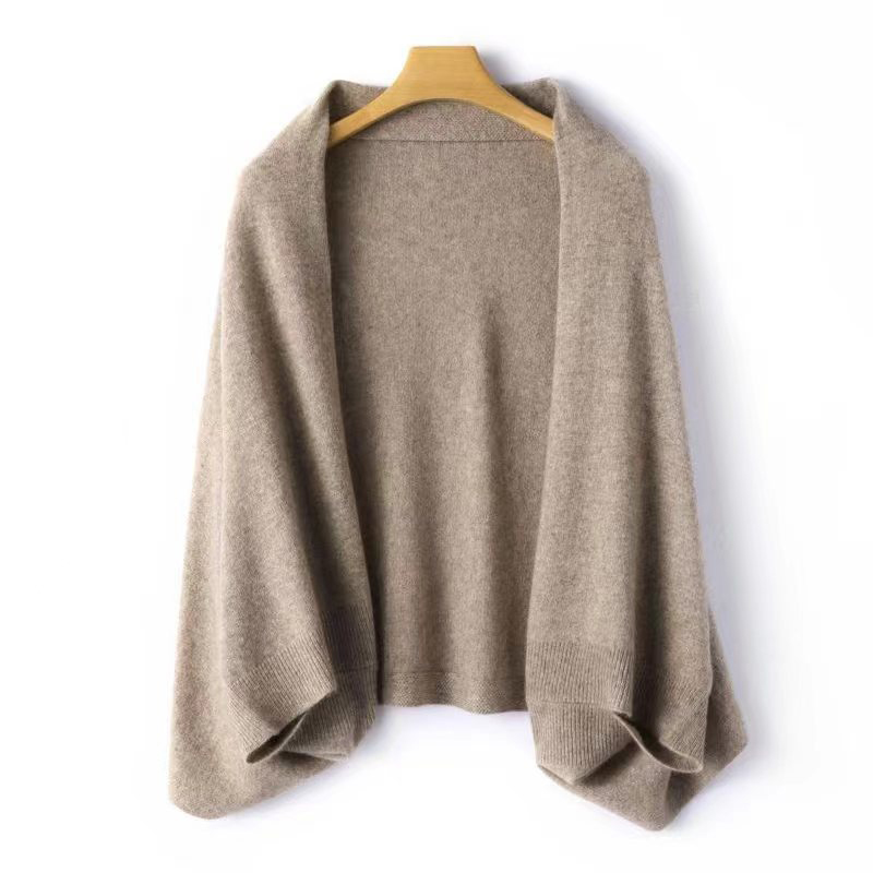 100% de lana para mujer, chal tejido, bufanda, prendas de punto suaves y cálidas, cárdigan, capa, envolturas para hombros, protección del cuello, bufandas Pashmina de doble uso: CAMEL