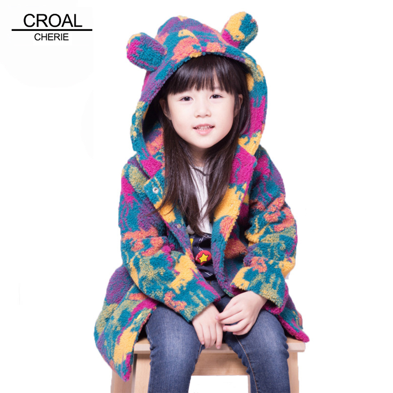 100-160cm Kids Warm Velvet Fleece Girls Winter Coat Colorful Children's Winter Jacket For Teenage Girls Boy Cute Ear Windbreaker