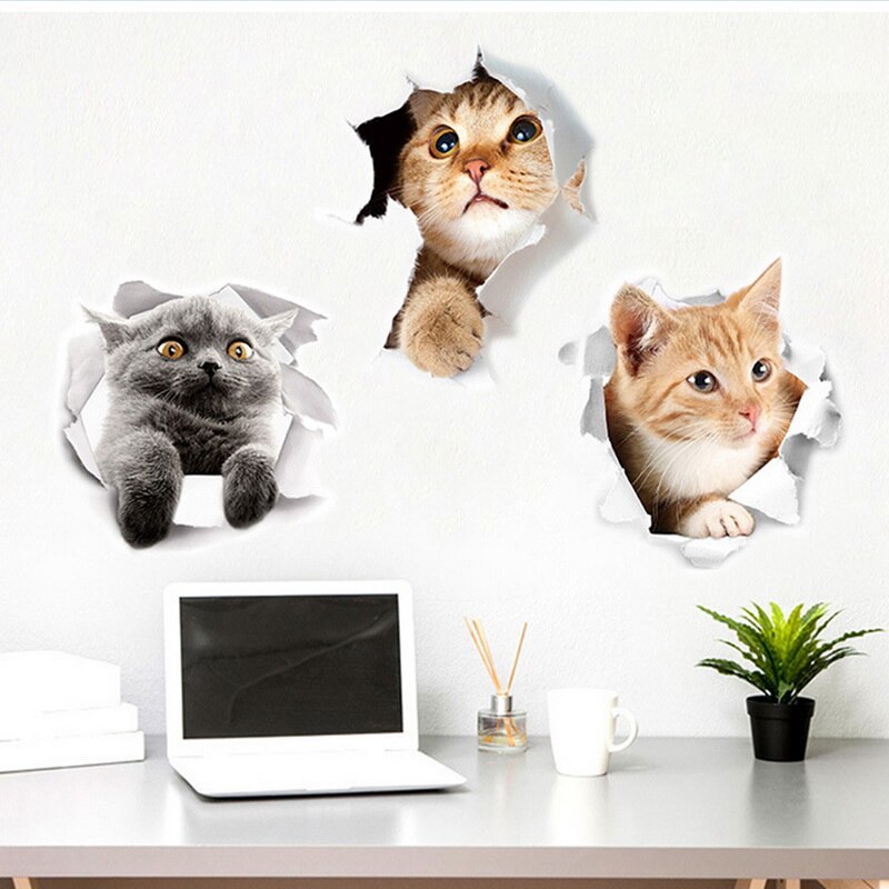 3d levende vegg klistremerker vegg klistremerker 3d tegneserie toalett vegg dekor vanntett kjøkkenstickers diy hjem stue dekorasjon